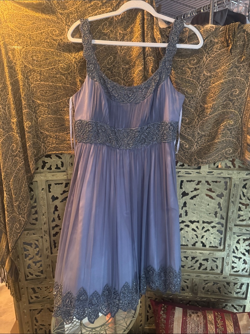 Women's Embellished Lavender Lace-Trim Nightdress side zipper OFFERS welcome!!!
